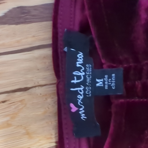 Mixed Threads crop velvet burgundy top - Picture 2 of 6